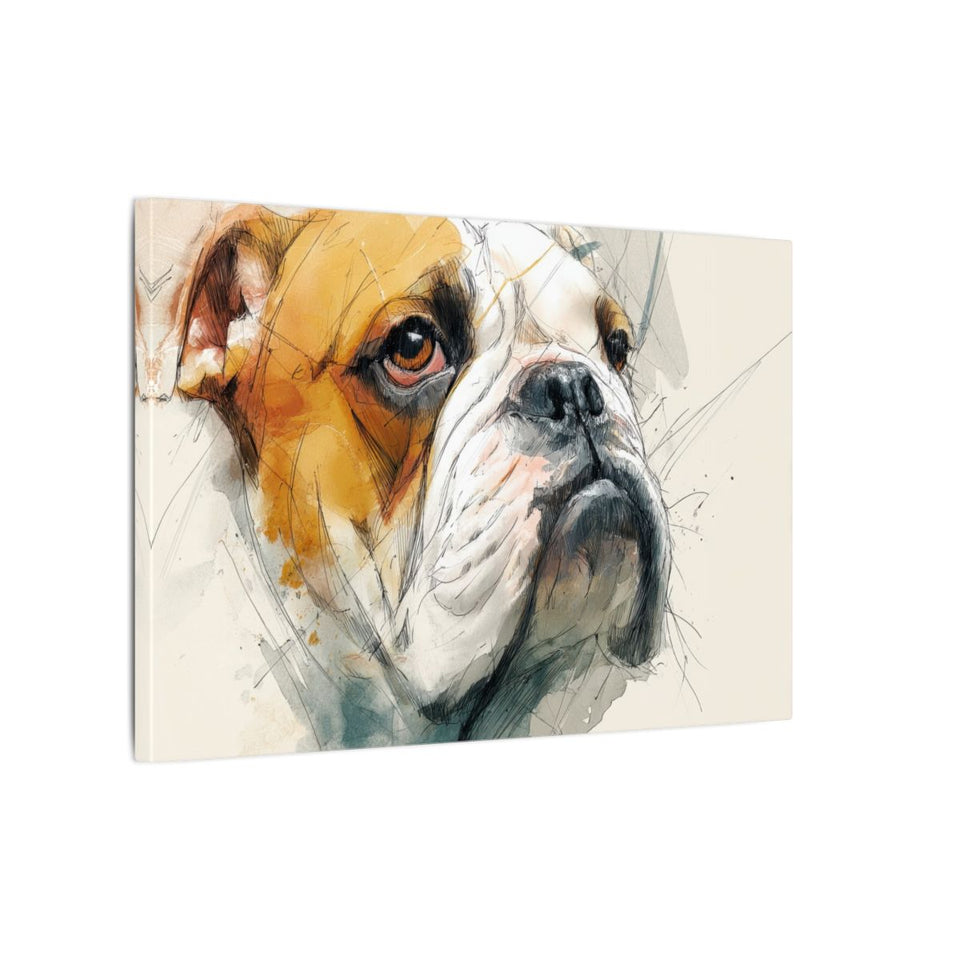 Bulldog Portrait Canvas Wall Art – gallery wrapped canvas, side view