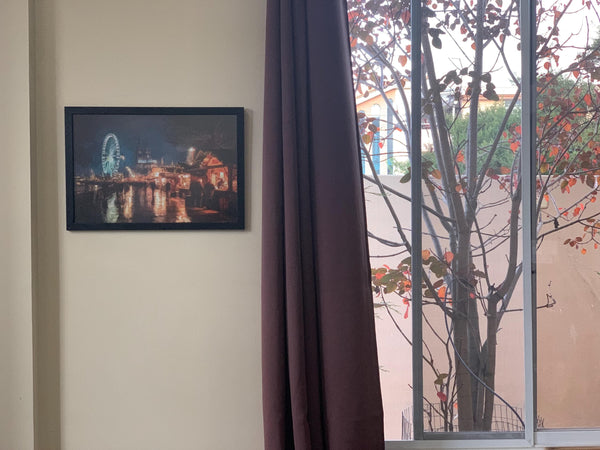 Customer photo: Christmas Market Canvas Print - Cologne Riverside Winter Art at home (Etsy review, March 2026)