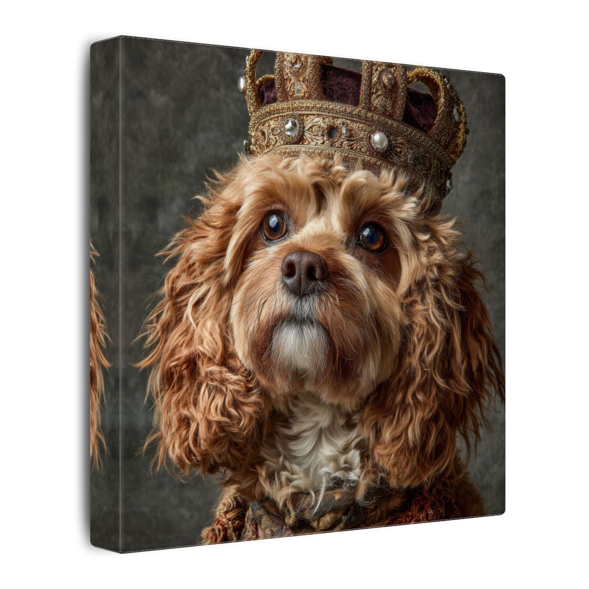 Cavapoo Dog Crown Canvas Print – gallery wrapped canvas, side view