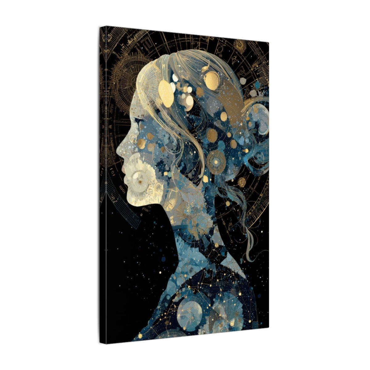 Celestial Woman Silhouette Canvas Art – gallery wrapped canvas, side view