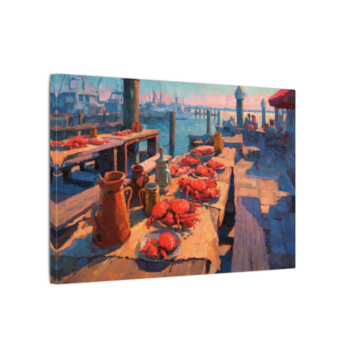Chesapeake Bay Crab Feast Canvas Art – gallery wrapped canvas, side view