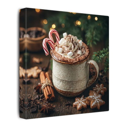 Christmas Hot Cocoa Canvas Wall Art – gallery wrapped canvas, side view