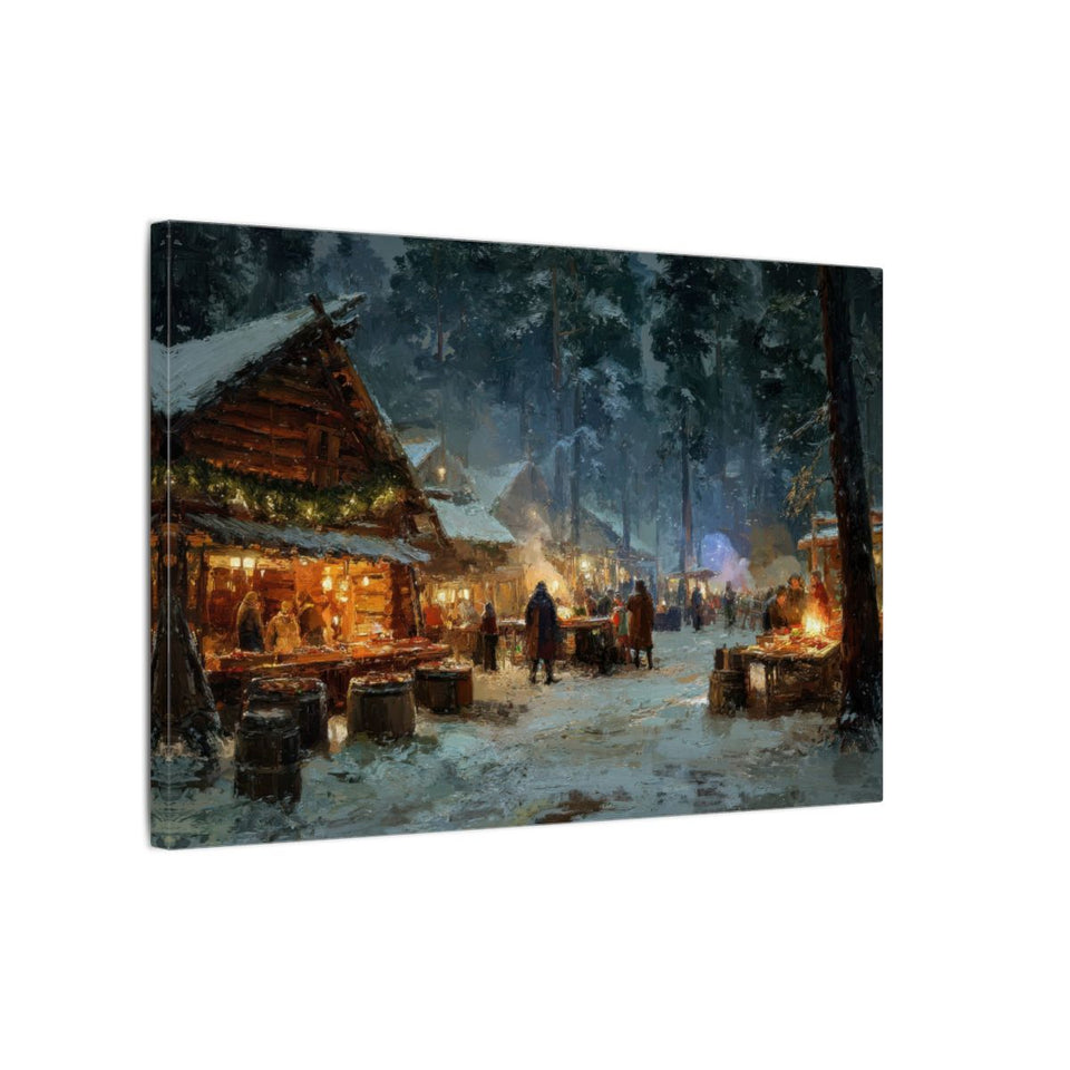 Christmas Market Canvas Print – gallery wrapped canvas, side view