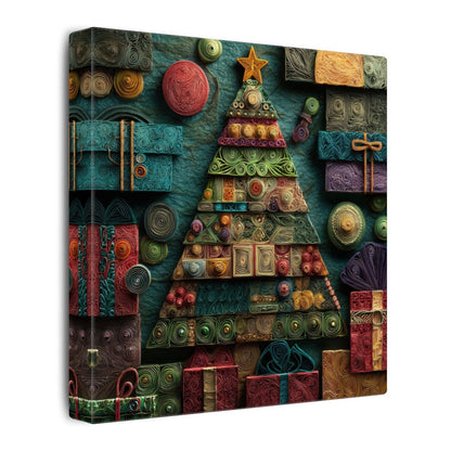 Christmas Tree Wall Art – gallery wrapped canvas, side view