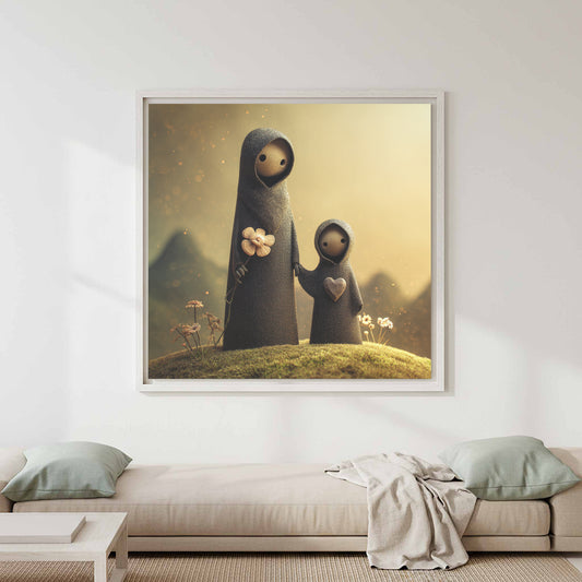 Vintage Heart Garden Wall Art – canvas print shown framed in a styled room
