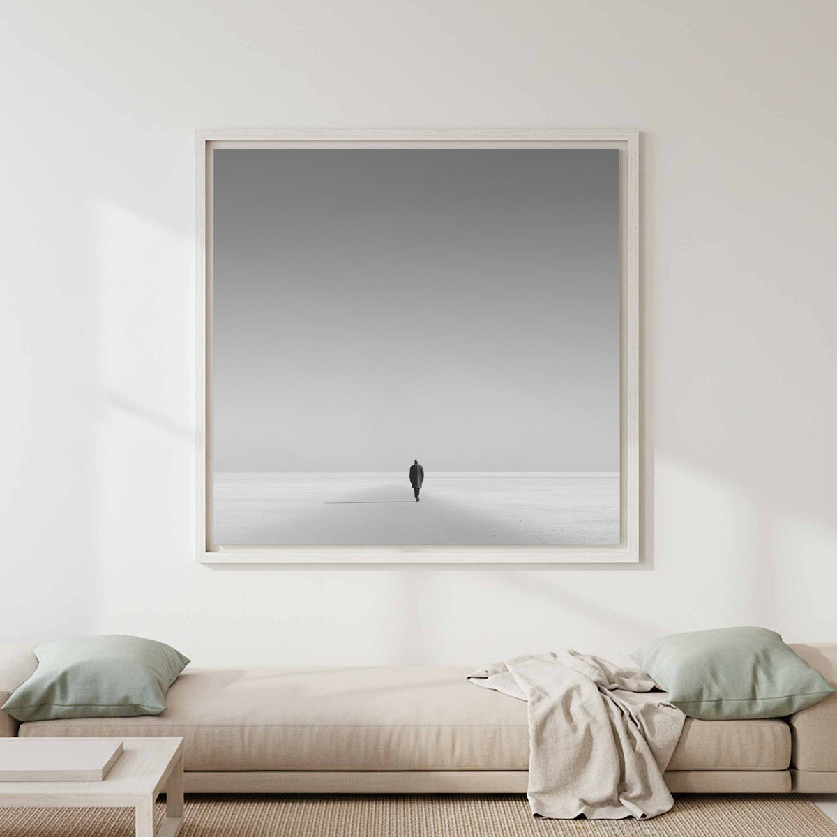 Minimalist Figure Canvas Print – canvas print shown framed in a styled room