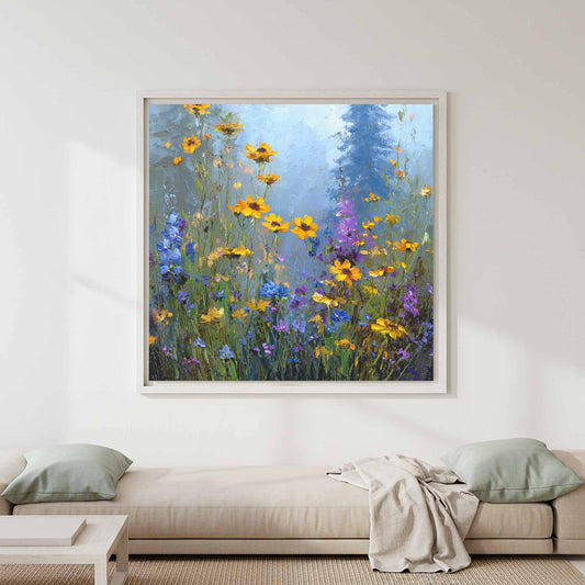 Wildflower Meadow Canvas Print – canvas print shown framed in a styled room