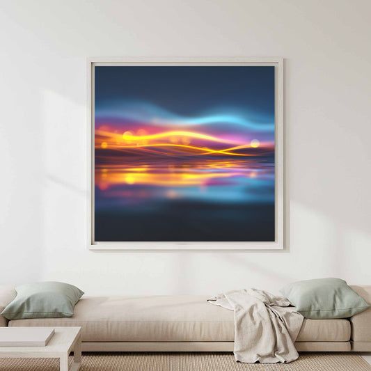 Abstract Gradient Wave Canvas Print – canvas print shown framed in a styled room