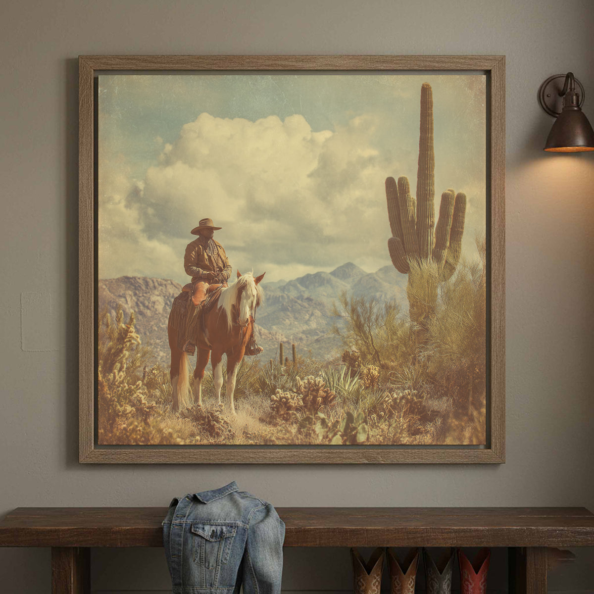 Western Cowboy Desert Canvas Wall Art — product image 1