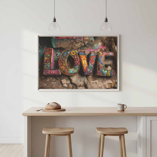 Love Letters Canvas Wall Art – canvas print shown framed in a styled room