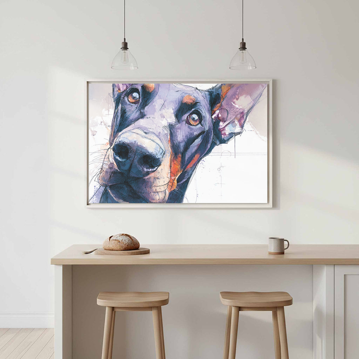 Dobermann Dog Portrait Canvas Art — product image 1