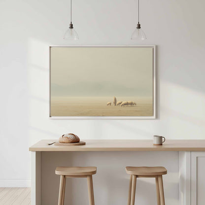 Jesus with Sheep Canvas Wall Art – canvas print shown framed in a styled room