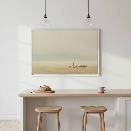 Jesus with Sheep Canvas Wall Art – canvas print shown framed in a styled room