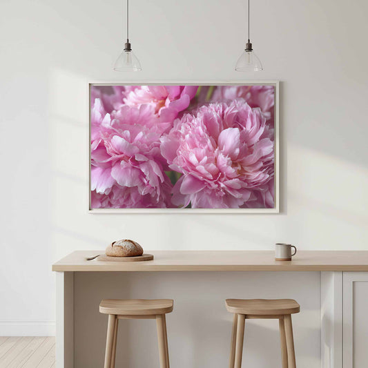 Pink Peony Canvas Wall Art – canvas print shown framed in a styled room