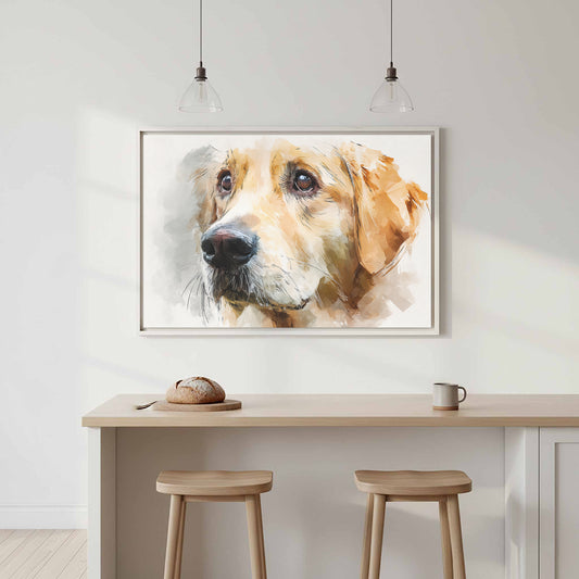 Golden Retriever Canvas Wall Art – canvas print shown framed in a styled room
