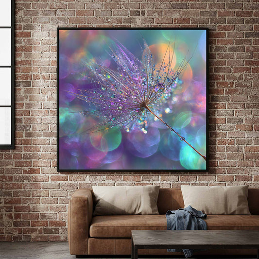 Dandelion Seed Canvas Wall Art – canvas print shown framed in a styled room
