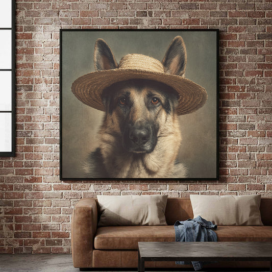 German Shepherd Dog Canvas Print – canvas print shown framed in a styled room