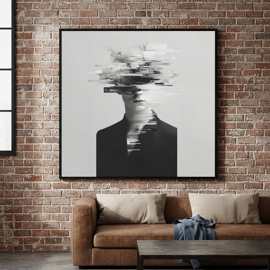 Abstract Portrait Canvas Print – canvas print shown framed in a styled room
