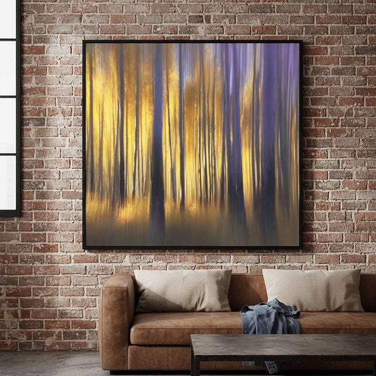 Abstract Forest Canvas Print – canvas print shown framed in a styled room