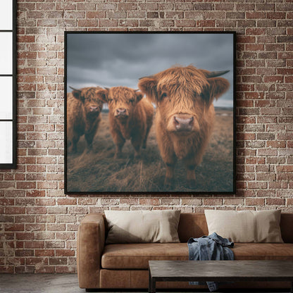 Highland Cow Canvas Wall Art – styled room view 2