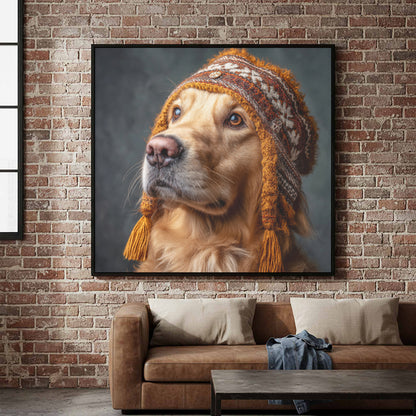 Golden Retriever German Hat Canvas Print — product image 1