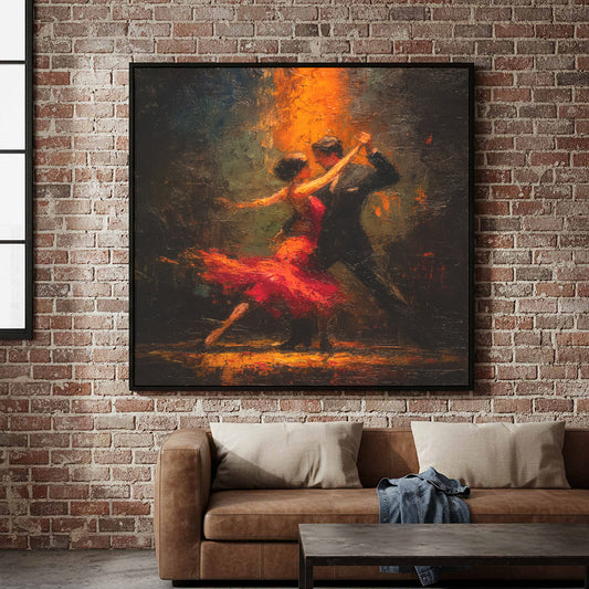 Tango Dance Canvas Wall Art – canvas print shown framed in a styled room