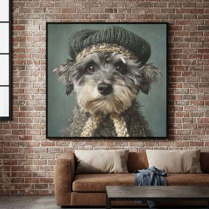 Schnoodle Dog Canvas Wall Art – canvas print shown framed in a styled room