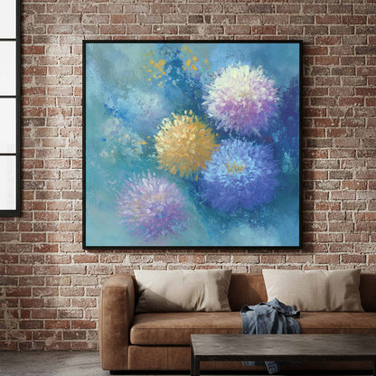 Abstract Floral Canvas Wall Art – canvas print shown framed in a styled room