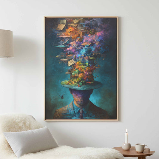 Surreal Mind Portrait Canvas Print – canvas print shown framed in a styled room