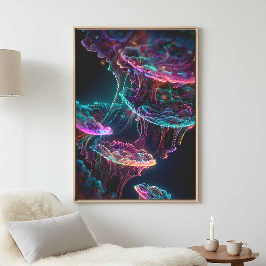 Abstract Space Canvas Print – canvas print shown framed in a styled room