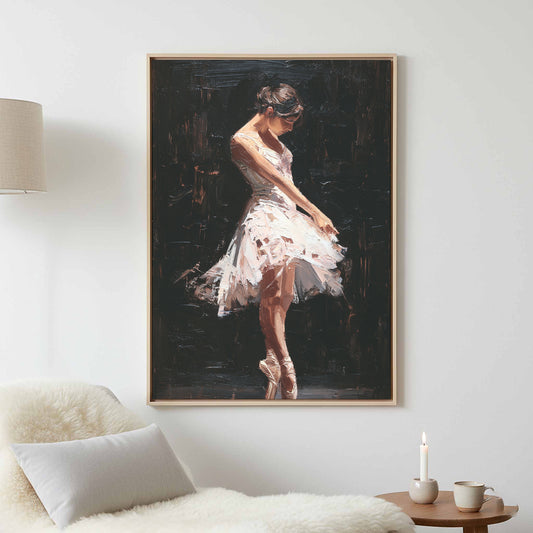Ballet Dancer Canvas Art – canvas print shown framed in a styled room