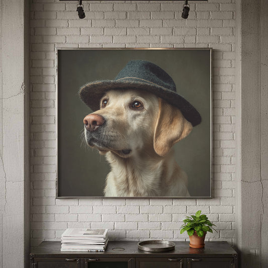 Labrador Dog Portrait Canvas – canvas print shown framed in a styled room