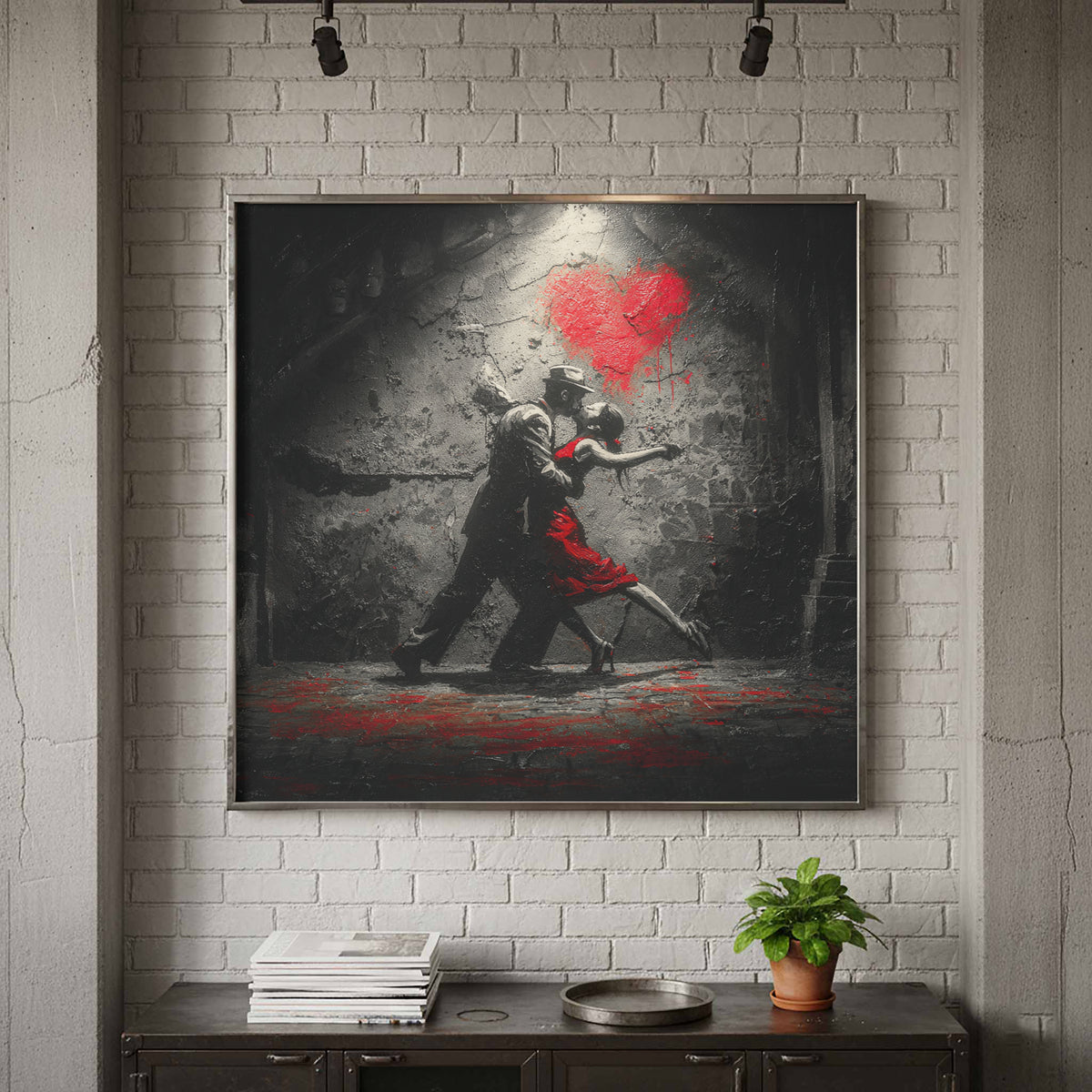 Passionate Tango Canvas Wall Art – canvas print shown framed in a styled room