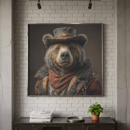 Western Bear Canvas Print – canvas print shown framed in a styled room