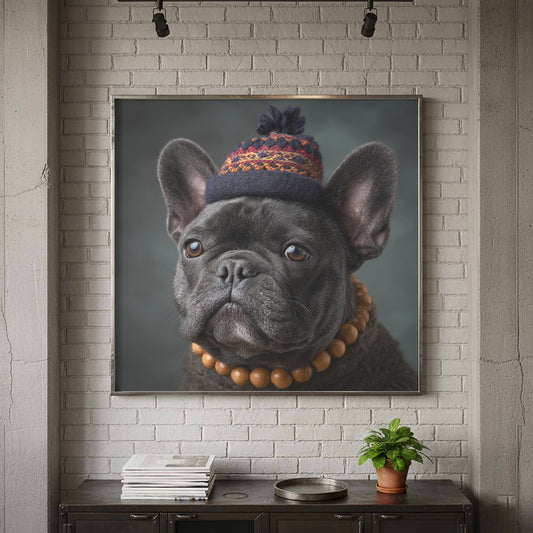French Bulldog Canvas Print – canvas print shown framed in a styled room