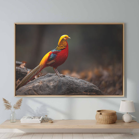 Golden Pheasant Canvas Print – canvas print shown framed in a styled room