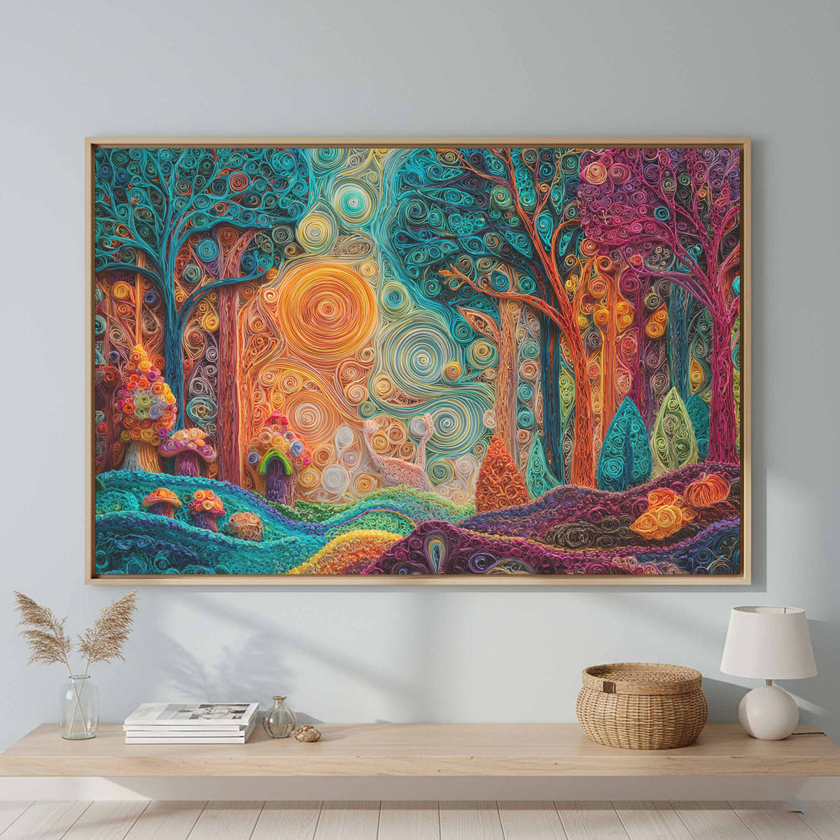 Forest Canvas Art – canvas print shown framed in a styled room