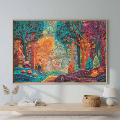 Forest Canvas Art – canvas print shown framed in a styled room