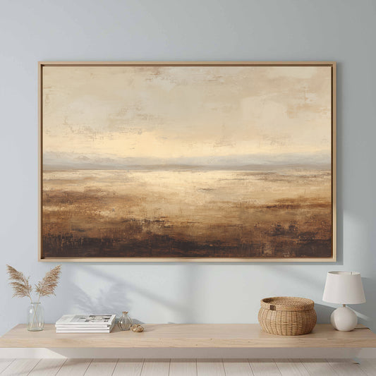 Abstract Landscape Canvas Wall Art – canvas print shown framed in a styled room