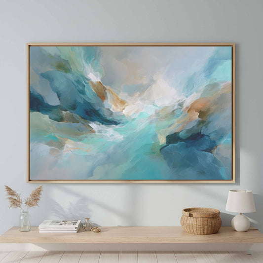 Abstract Intimate Canvas Art – canvas print shown framed in a styled room