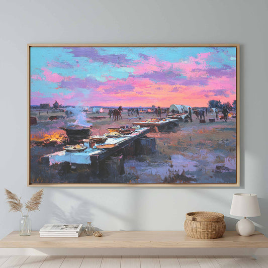Western Frontier Canvas Print – canvas print shown framed in a styled room