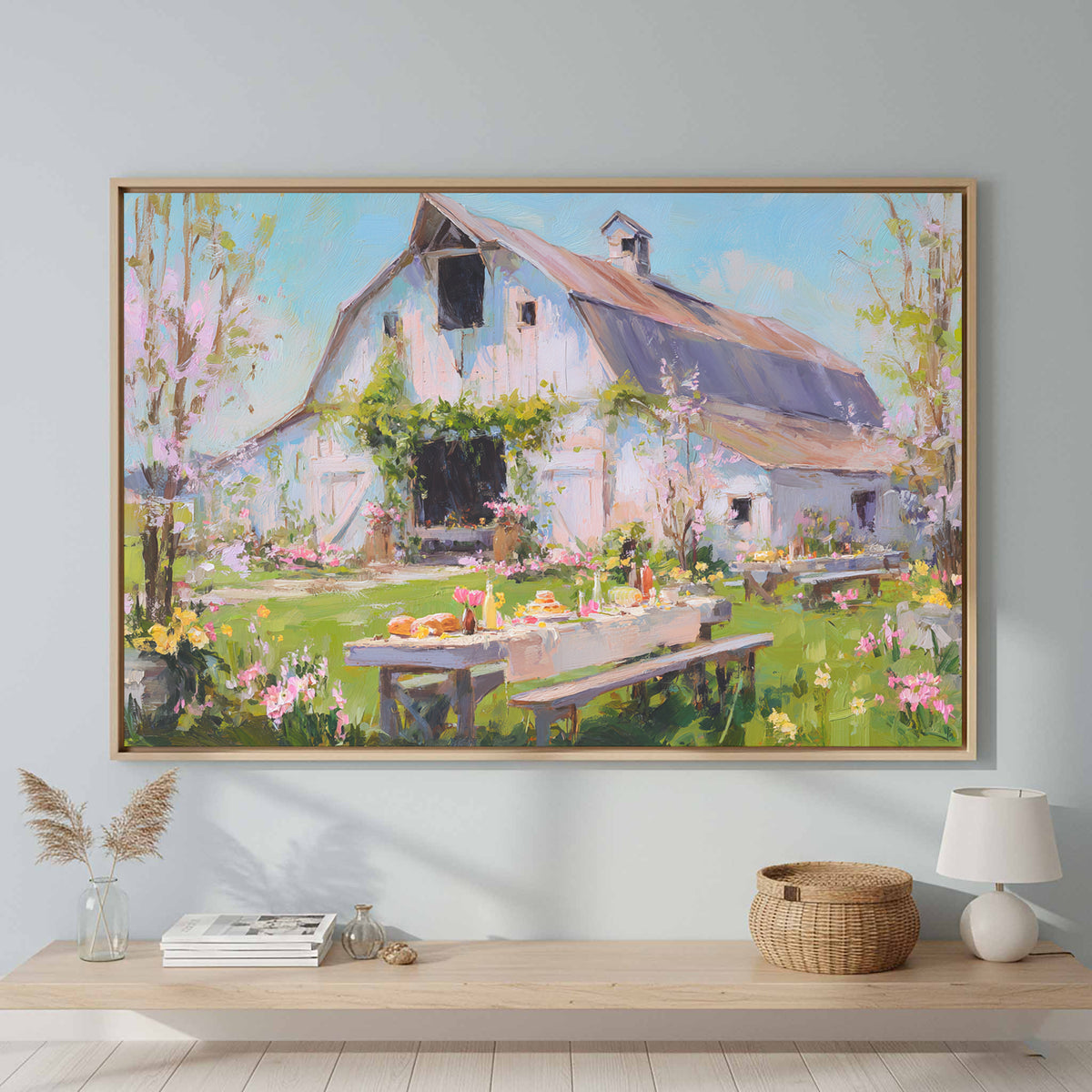 Spring Barn Wedding Canvas Print – styled room view 2