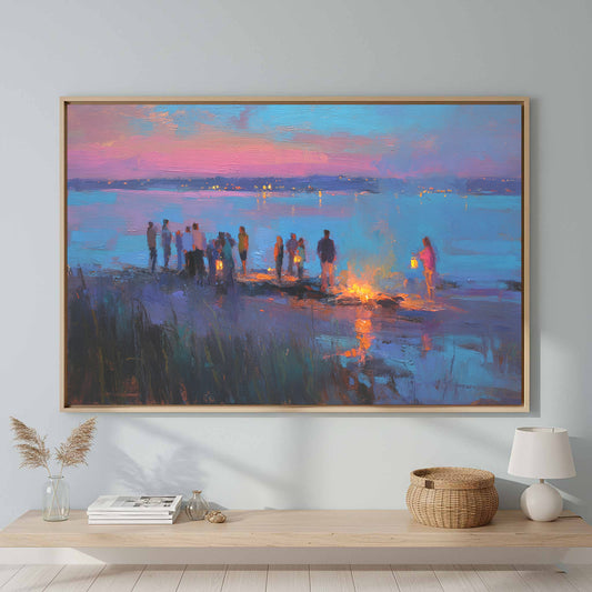 Rhode Island Clambake Canvas Print – canvas print shown framed in a styled room