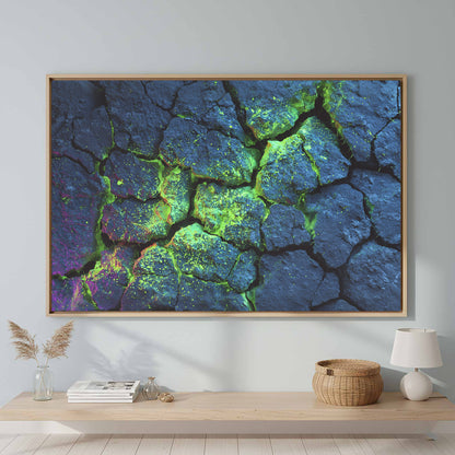 Cracked Rock Wall Canvas Art – canvas print shown framed in a styled room