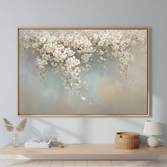 Cherry Blossom Canvas Print – canvas print shown framed in a styled room