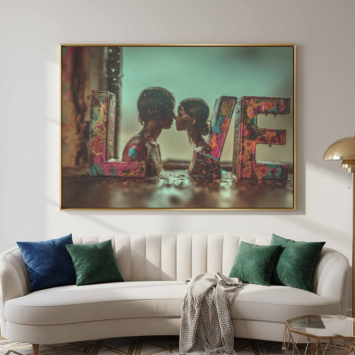 LOVE Letter Canvas Art – canvas print shown framed in a styled room