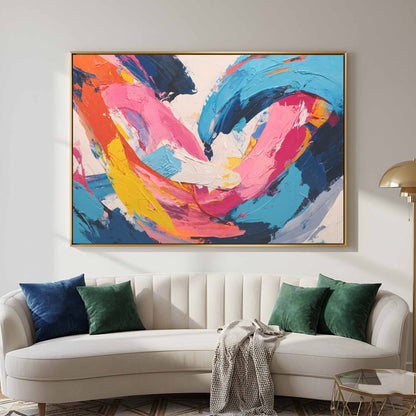 Abstract Intimate Canvas Art – canvas print shown framed in a styled room
