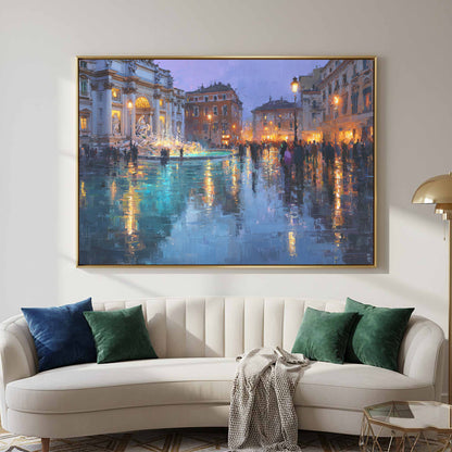 Trevi Fountain Canvas Print – canvas print shown framed in a styled room