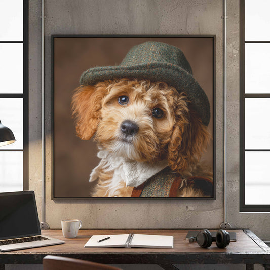 Cavapoo Dog Canvas Wall Art – canvas print shown framed in a styled room