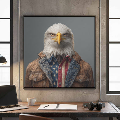 Patriotic Eagle Canvas Wall Art – canvas print shown framed in a styled room